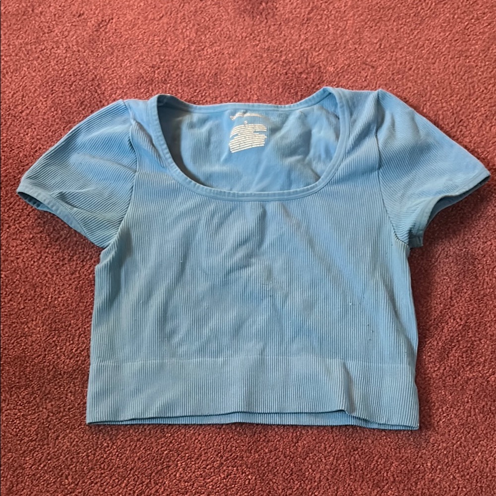 Wild Fable Blue Ribbed Crop Top